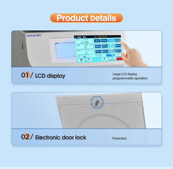 High-Efficiency Bar Centrifuge Machine for Beverage Processing 5310×g, 4×750ml, LCD Touch Control